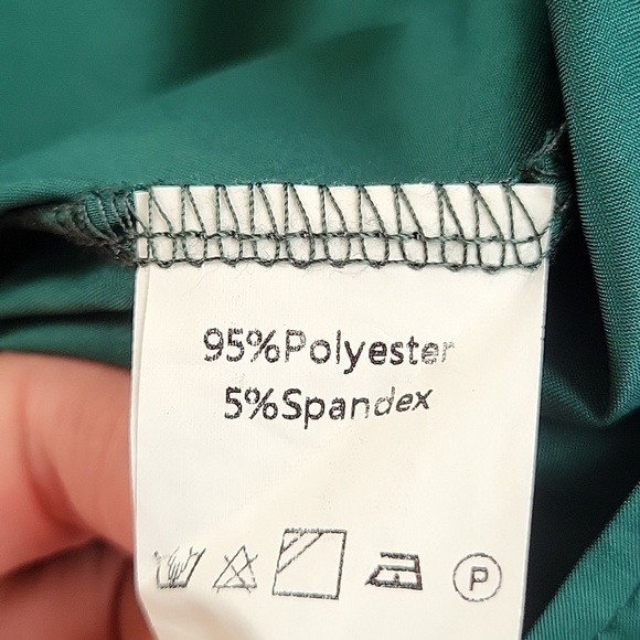 Exlura Green Square Neck Puff Sleeve A-Line Mini Dress - Size Small - Picture 9 of 9